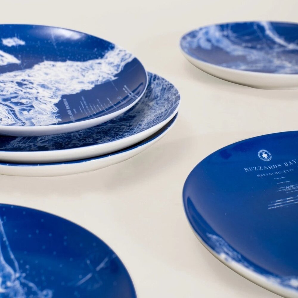 Caskata Harbor Collection Set of 6 Blue & White Harbor Scene Dessert Plates - Picture 4 of 7